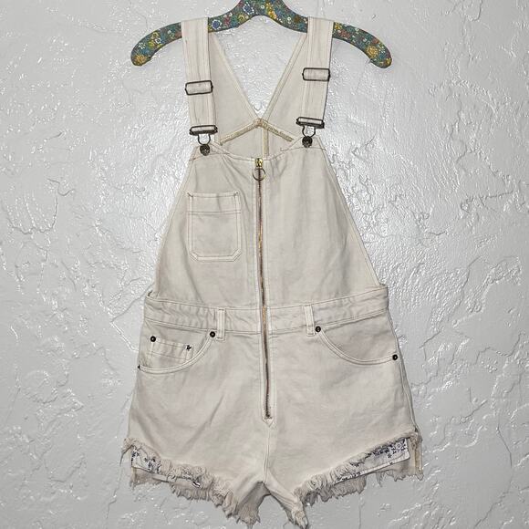 Free People Off White Sunkissed Shortalls SZ 4 - Picture 4 of 7